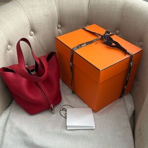 Hermes Picotin Lock 18 in Vermillion